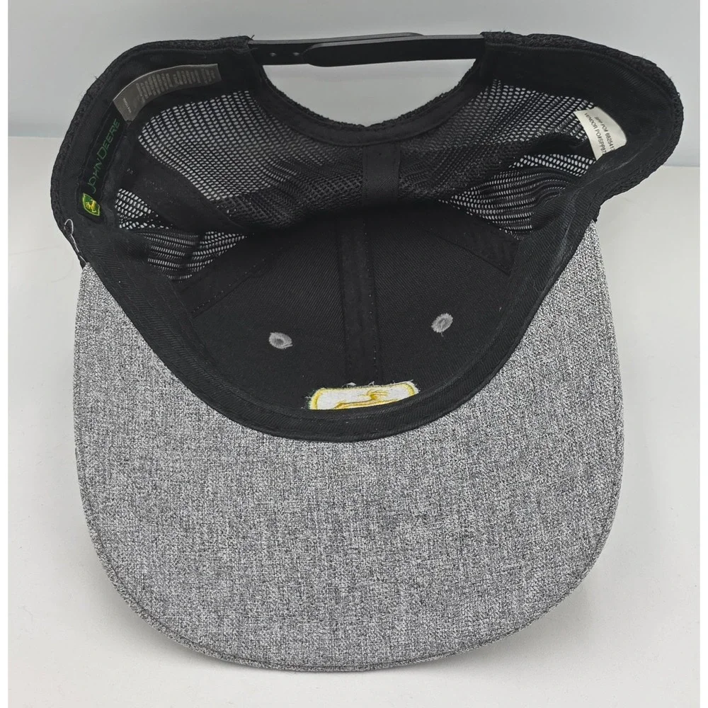 John Deere Trucker Hat Grey Black Embroidered Logo Snapback